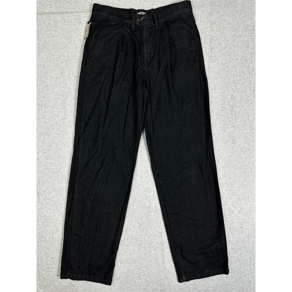 VTG Diesel Fokker Trouser 32x32 Black Wool Pleated Made Italy Y2K 90s Only Brave